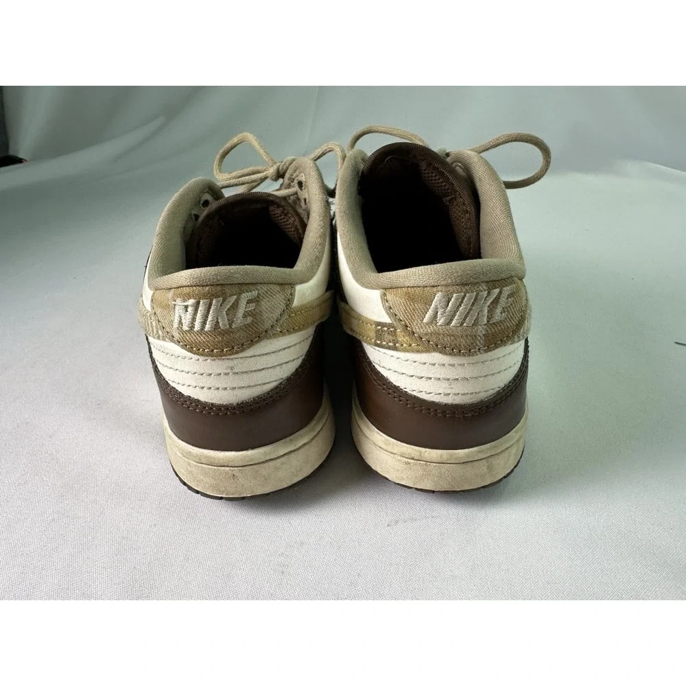 Nike GS Dunk Low Plaid Brown‎ Sail Youth  FV3653-191 Size 6Y EUC